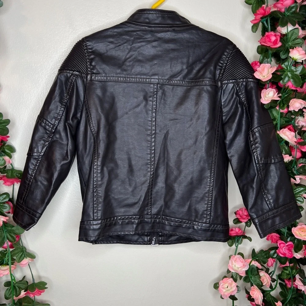 Urban Republic Black Pleather Toddler Zip Jacket Boys 3T Outdoor School Casual